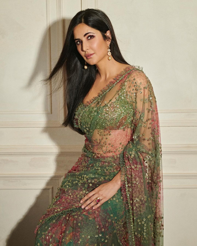 Staggering Poses Of Katrina Kaif In Red Saree